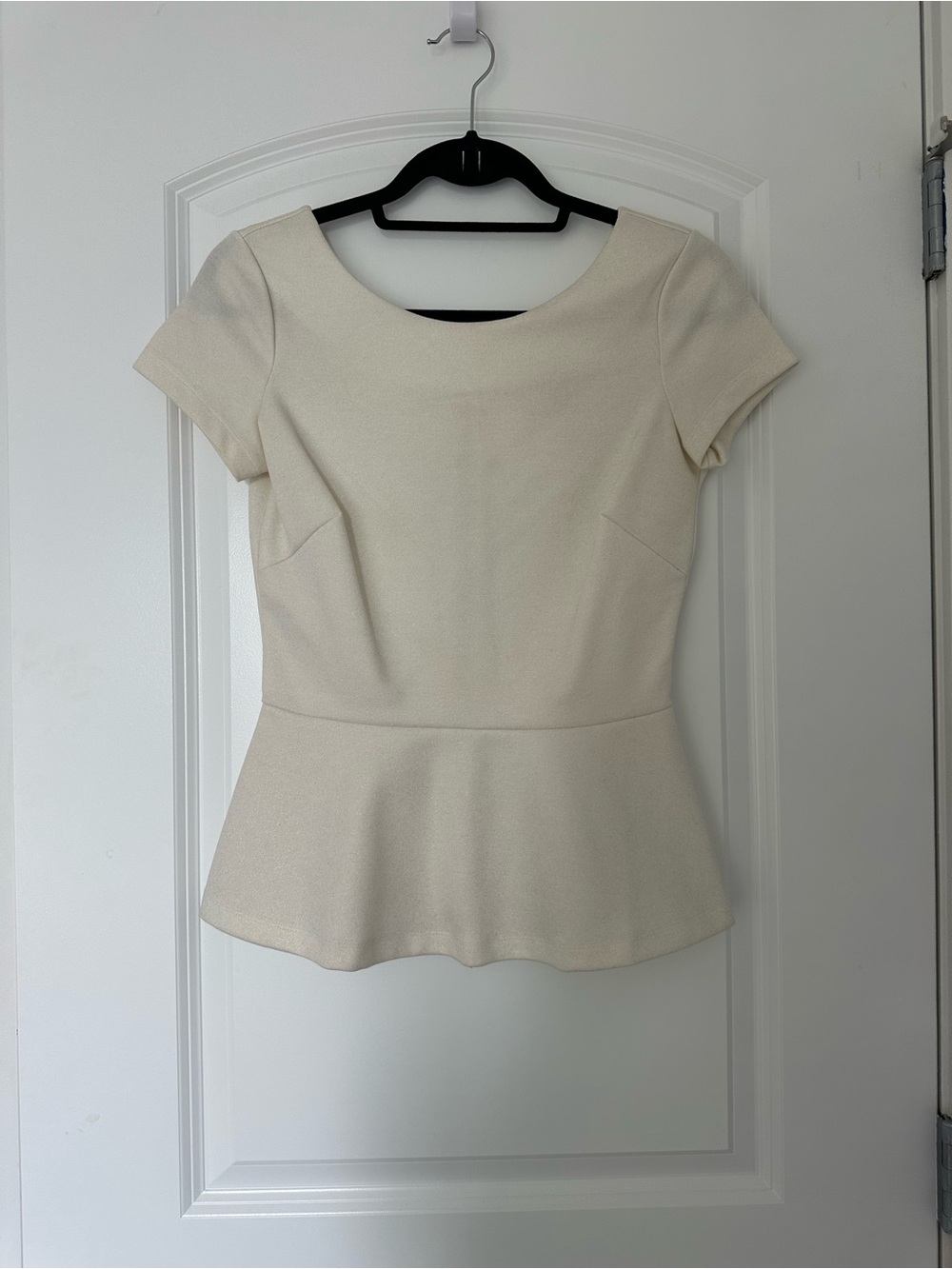 Banana Republic Cream Peplum Scoop Neck Top